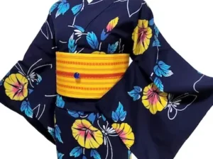 Morning glory flowers, a symbol of summer in Japan, often seen with yukata