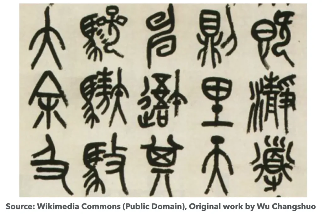 Rubbing of Stone Drum Script studied by Wu Changshuo, showing bold and expressive strokes.