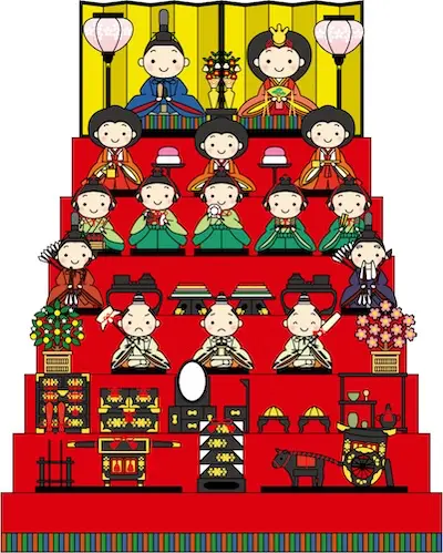 Hinamatsuri doll display diagram.