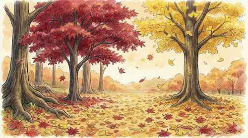 Vivid red maple leaves in autumn.