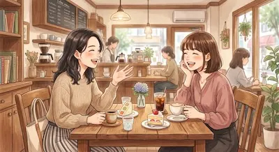 Japanese conversation in a café