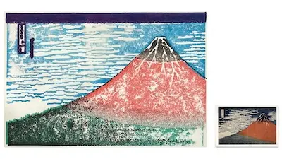 Hokusai’s “Red Fuji” ukiyo-e stamp at the Japan Ukiyo-e Museum